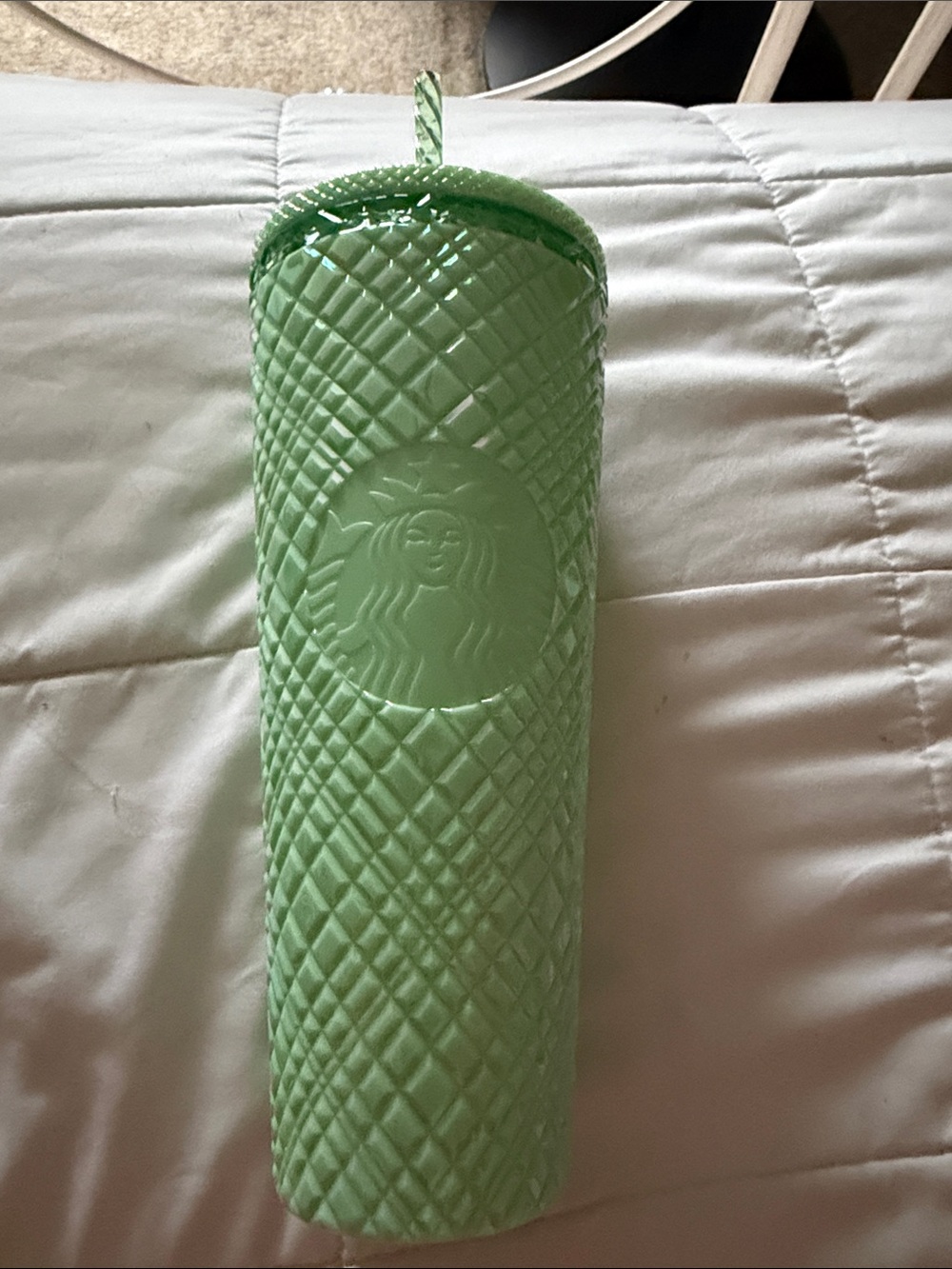New Starbucks Mint Green Textured 24oz Tumbler with Straw